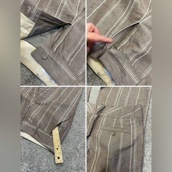 sophisticated vintage palazzo Calvin Klein pinstripe linen blend trouser sz 4 - Picture 5 of 13